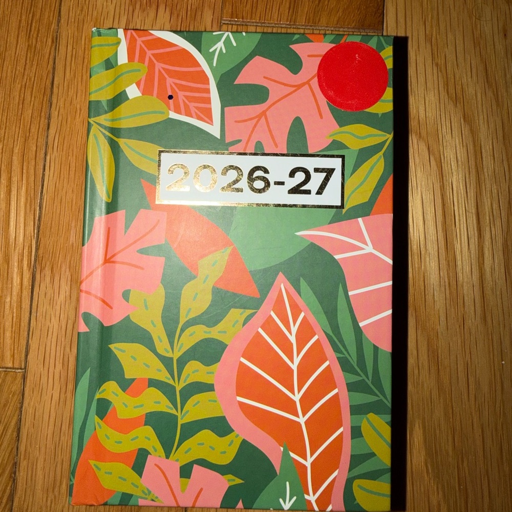 Floral Green and Orange Hard Copy 2026 - 2027 Weekly Page Format Planner NWT